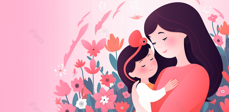 闭眼的相拥的母女高清背景卡通风格母女人物插画背景图,插画/手绘图,插画/手绘图库,插画/手绘图下载,插画/手绘